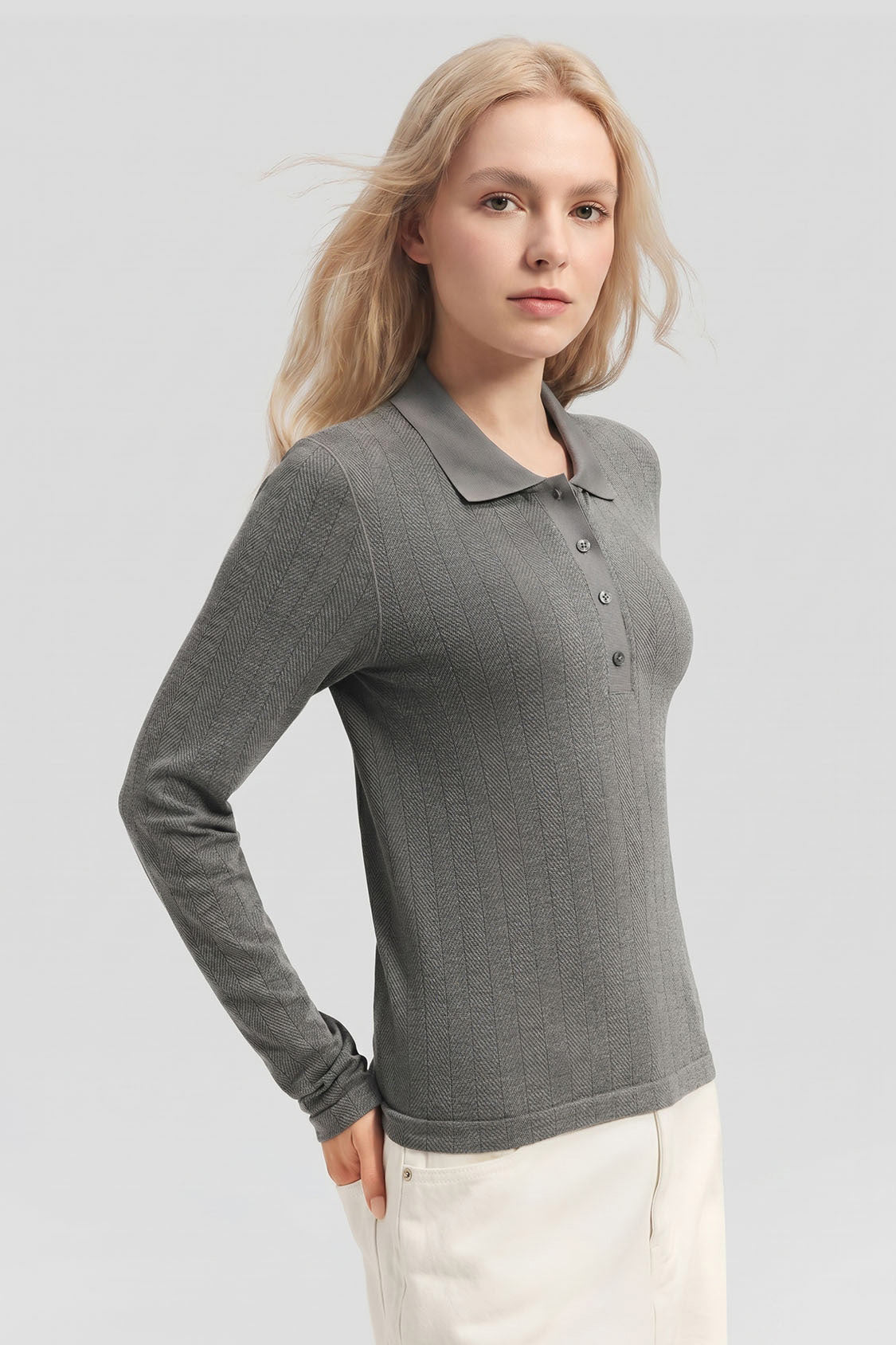 Damen-Baselayer-Polo aus nahtlosem Strick mit hoher Elastizität EL037
