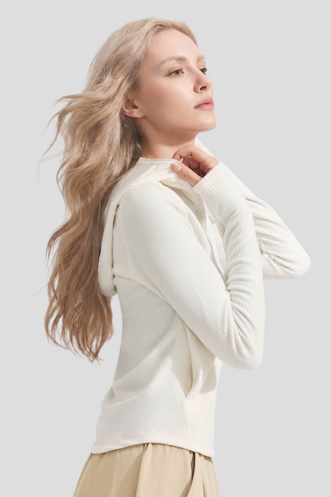 Damen-Fleecejacke mit schmaler Passform und Sonnenschutz UV008