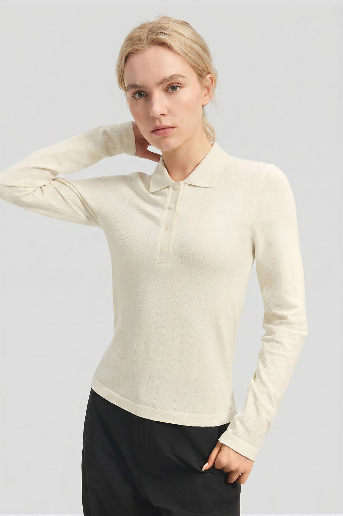 Damen-Baselayer-Polo aus nahtlosem Strick mit hoher Elastizität EL037