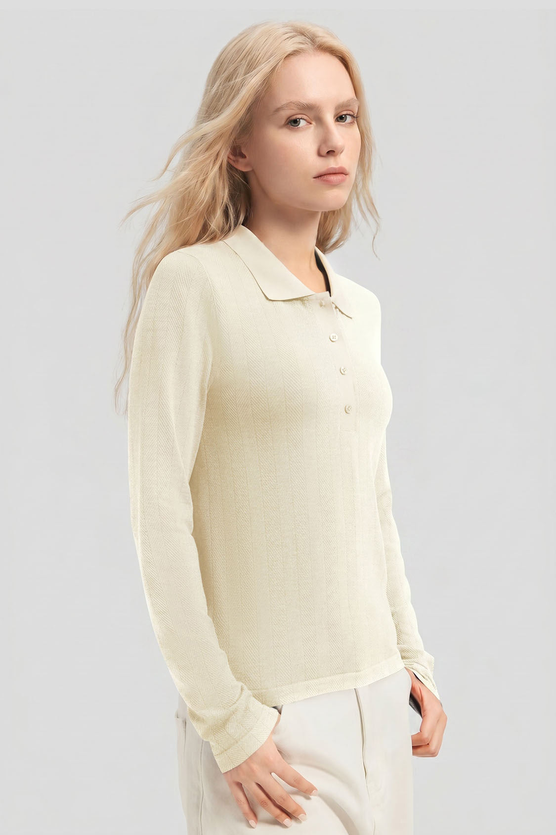 Damen-Baselayer-Polo aus nahtlosem Strick mit hoher Elastizität EL037