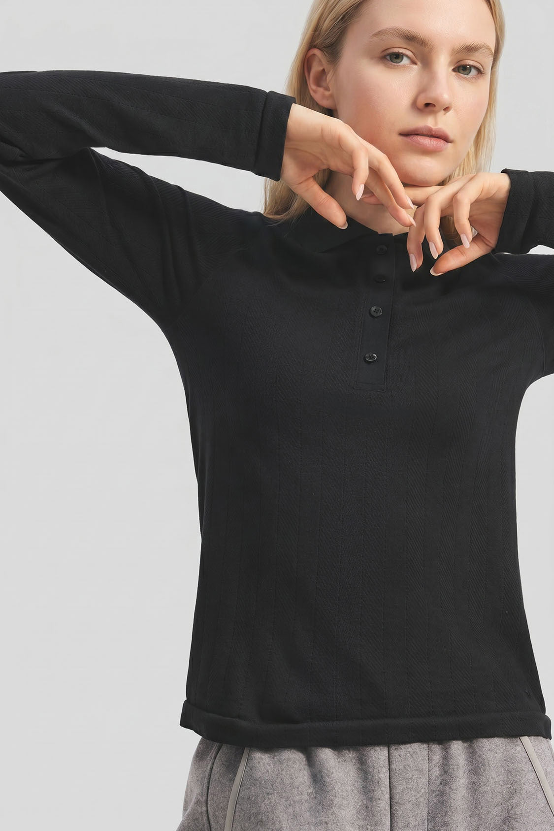 Damen-Baselayer-Polo aus nahtlosem Strick mit hoher Elastizität EL037