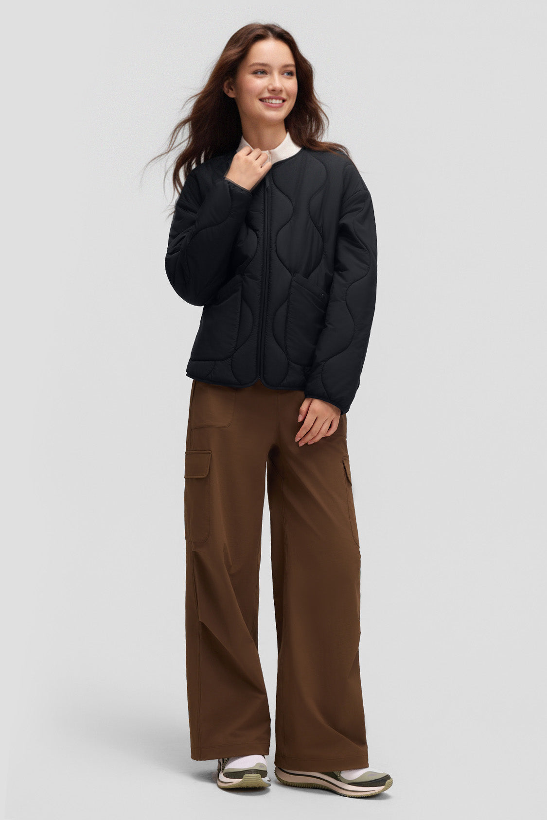 beneunder roundtrail womens medium warmth round neck fleece jacket #color_black