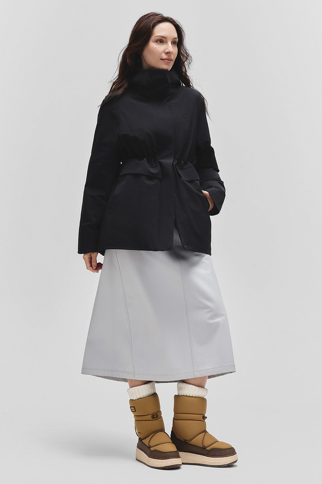 StormCurve – Women’s Windproof Waist-Cinched Down Coat (Mid-Length, Extreme Warmth)