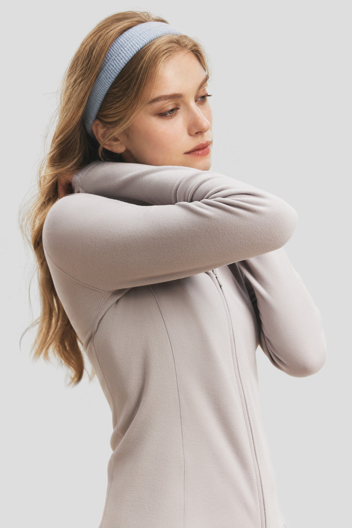 Haut à capuche pour femme en polaire très extensible, fermeture éclair à double sens, couche de base (chaleur intermédiaire) PM023