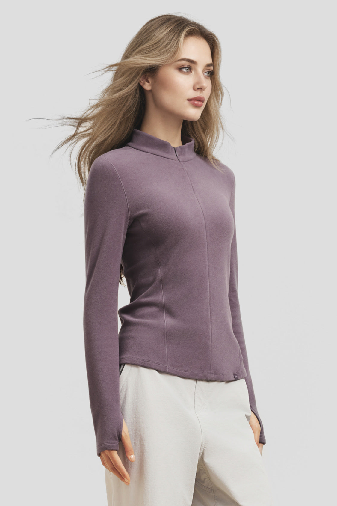 Maglia da donna in pile altamente elasticizzato, con cerniera a mezza apertura, come strato base PM002/PM006