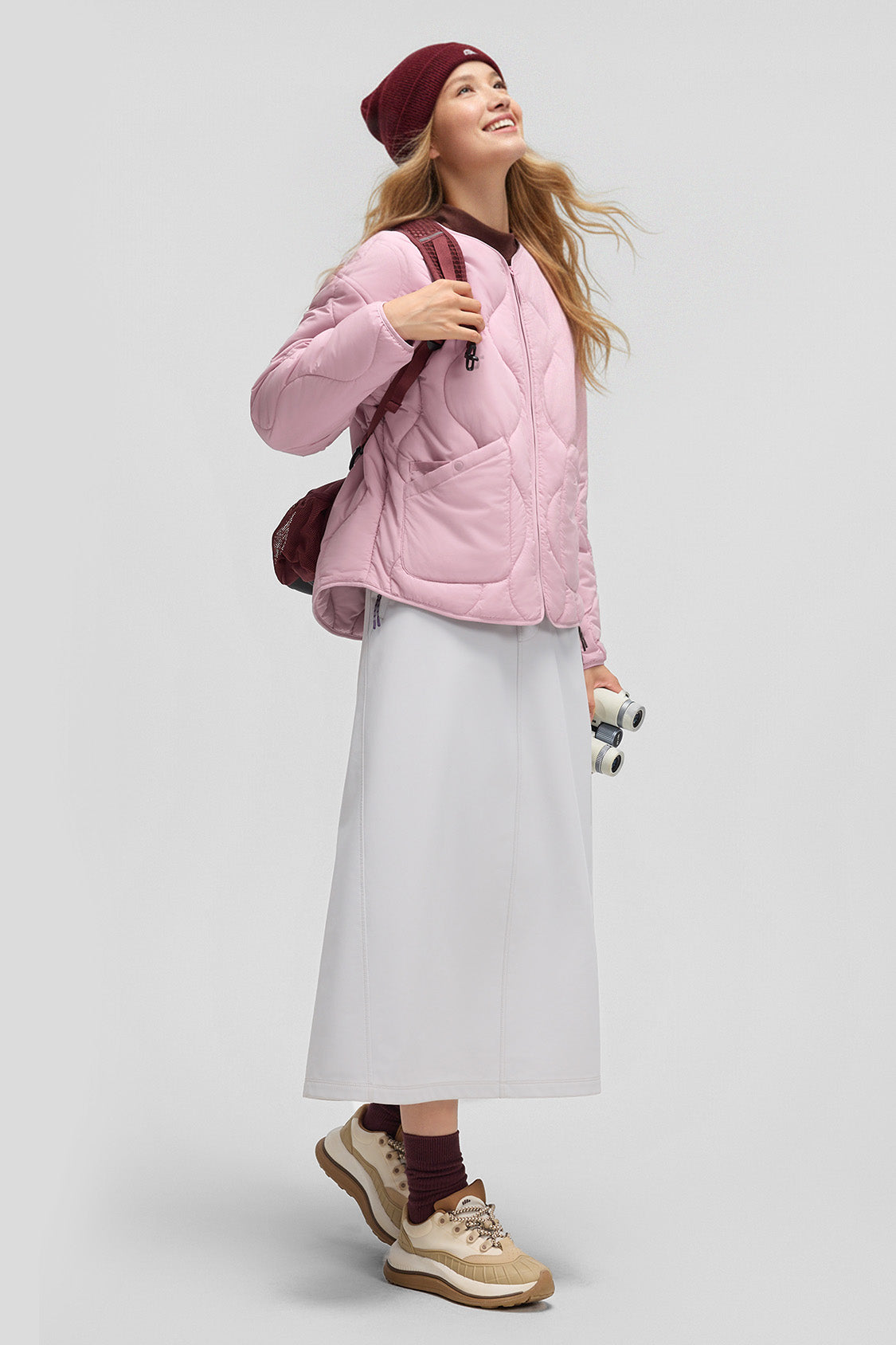 beneunder roundtrail womens medium warmth round neck fleece jacket #color_pink