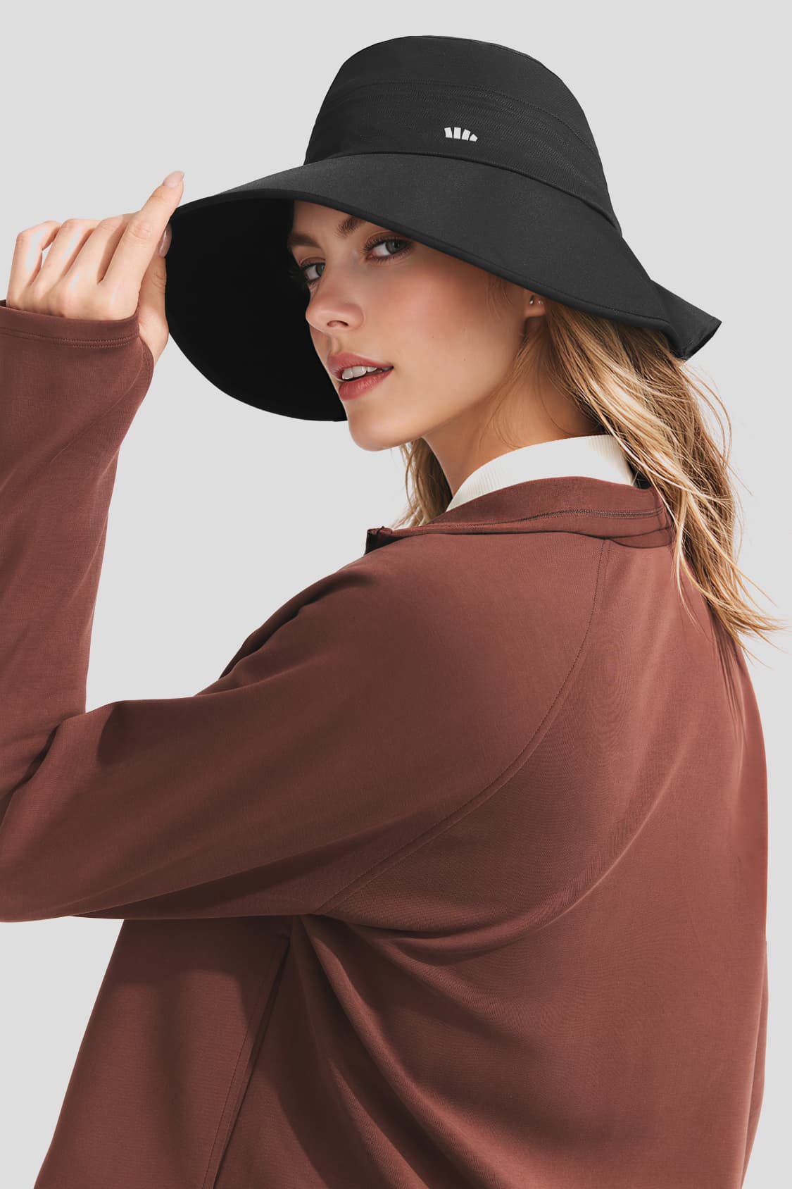 Bucket hat met brede rand en zonbescherming WR013