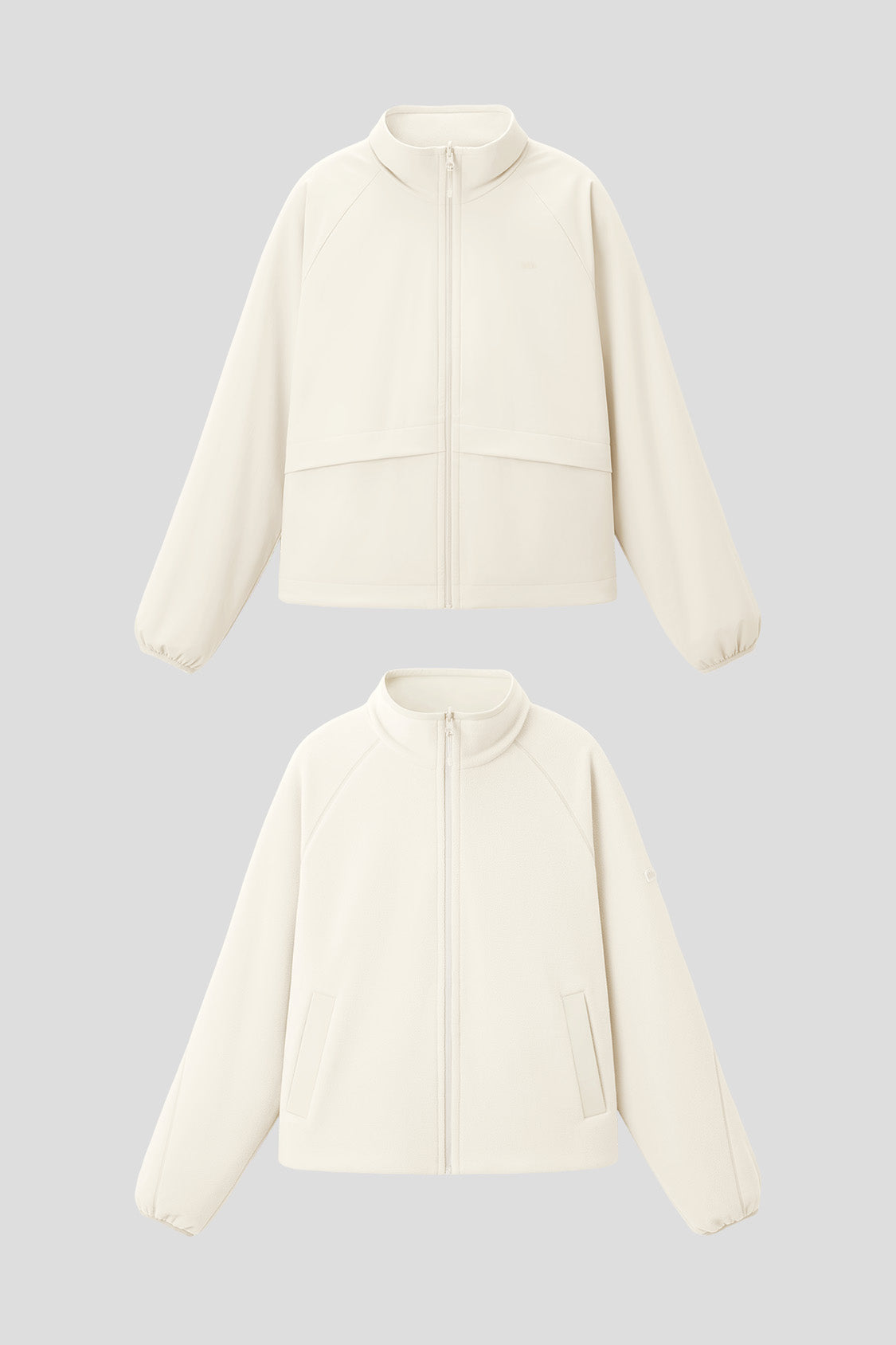 beneunder flipbreeze womens light warmth reversible fleece jacket#color_beige - white