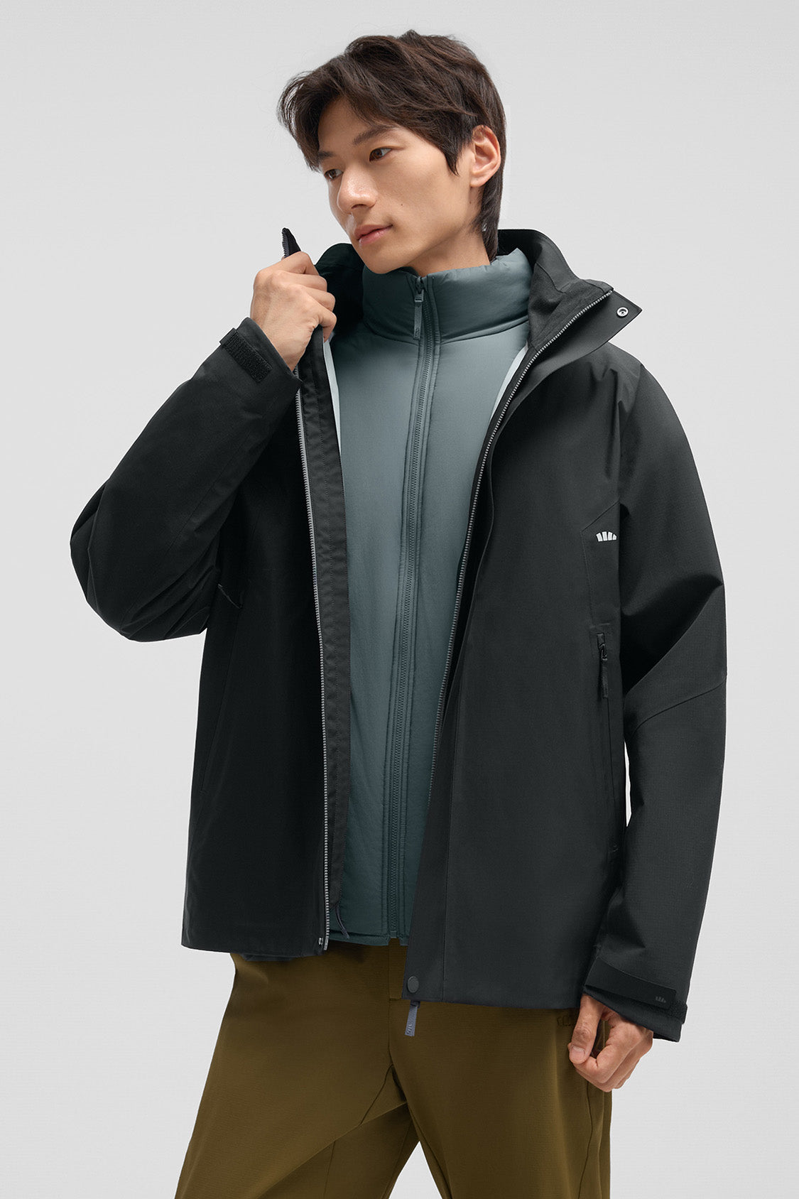 beneunder trailguard – men’s stretch insulated shell jacket (removable hood, warm liner) #color_black