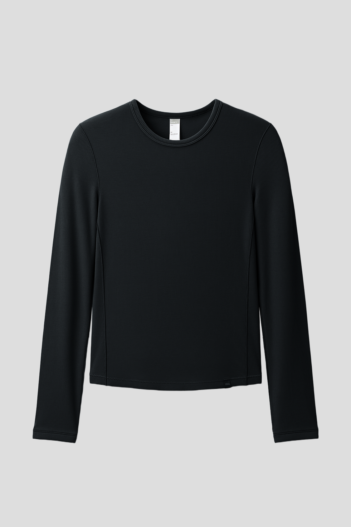 beneunder flexease womens lightweight ribbed base layer top crew neck#color_black