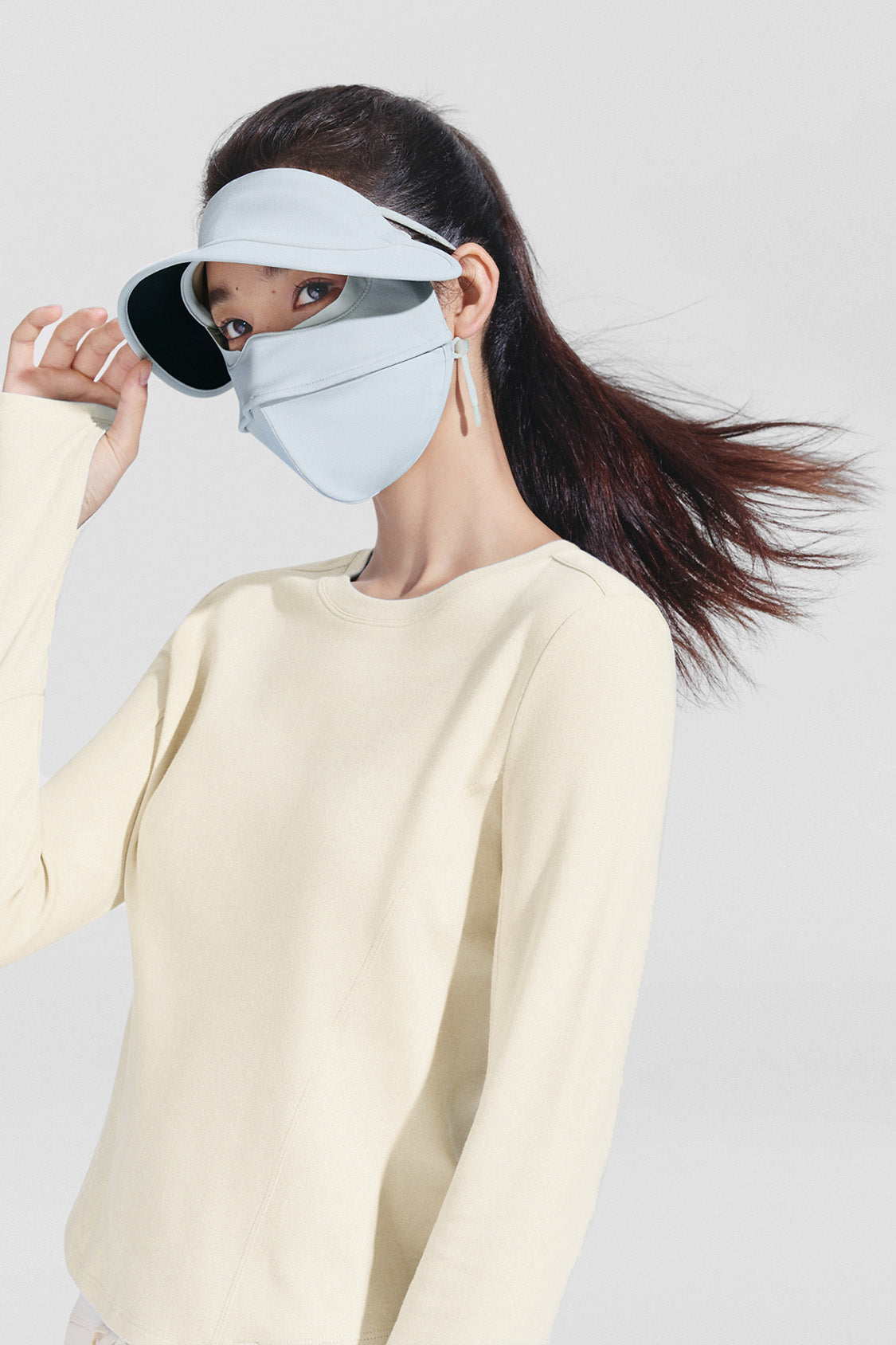 beneunder breezeshield womens all season bare touch face shield upf50 #color_blue