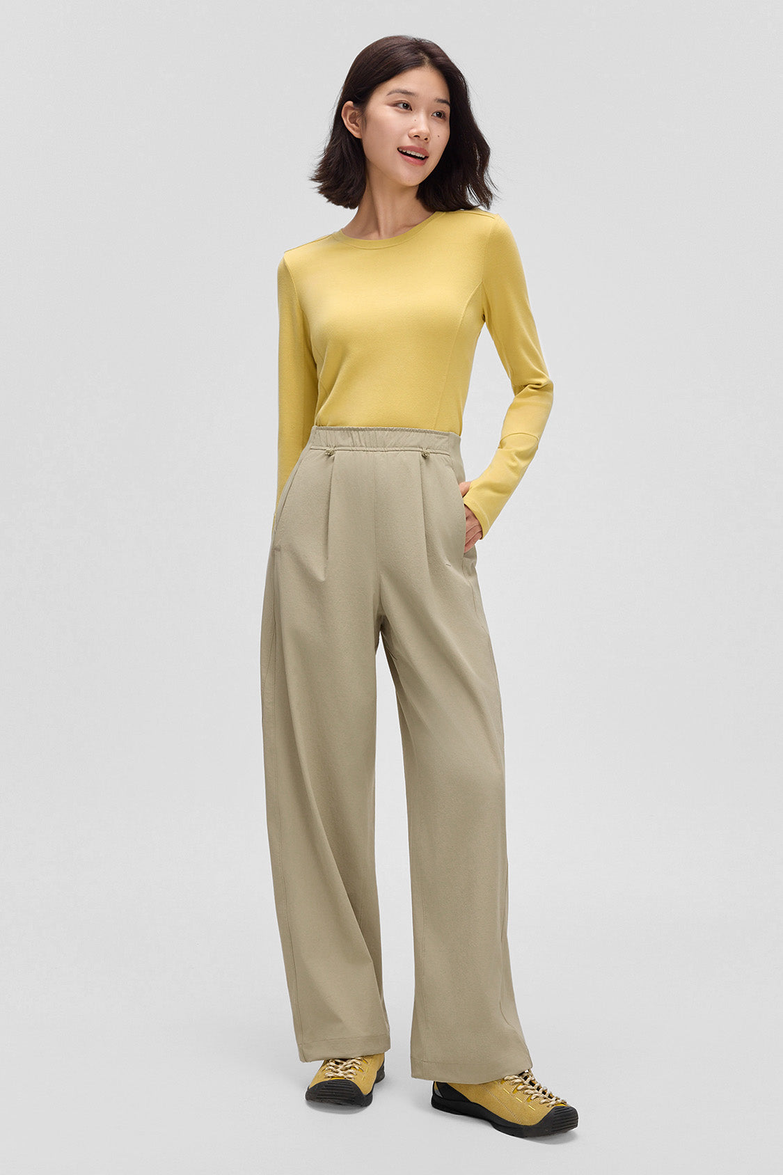 beneunder dewshield womens water repellent straight leg pants#color_brown