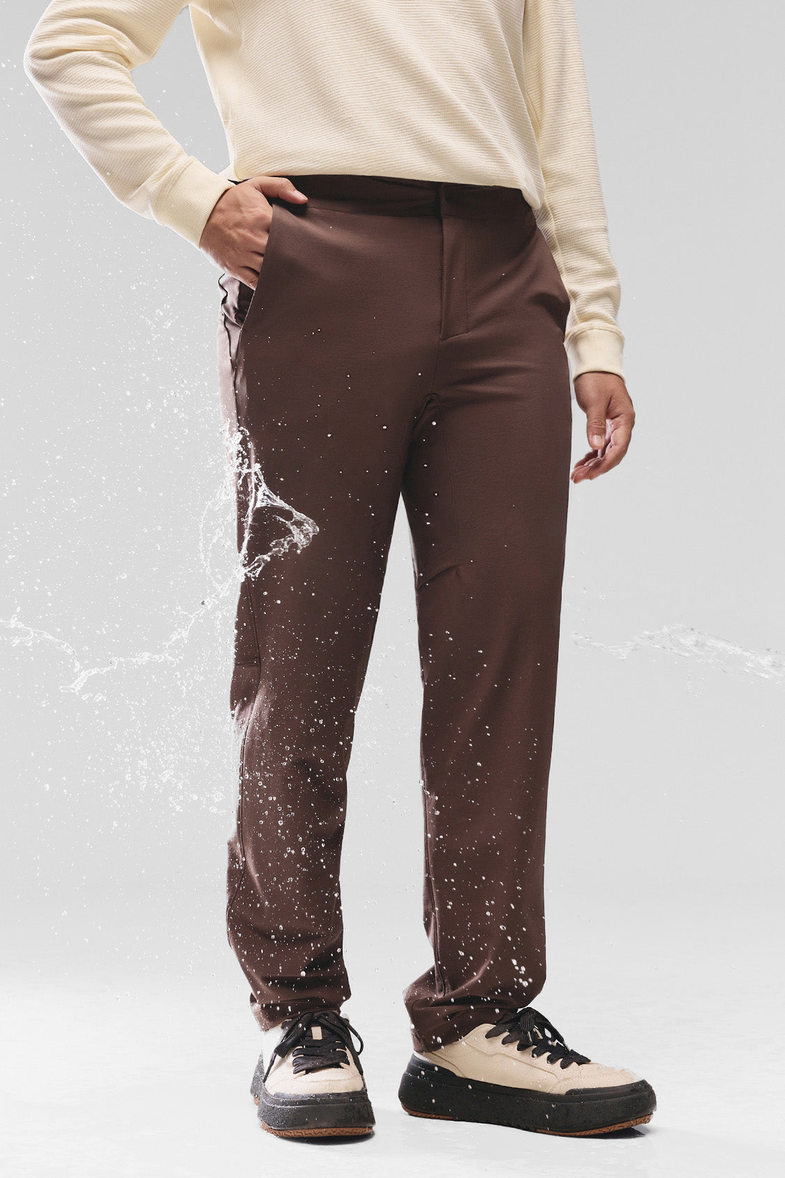 beneunder summitshell mens softshell straight leg pants #color_brown