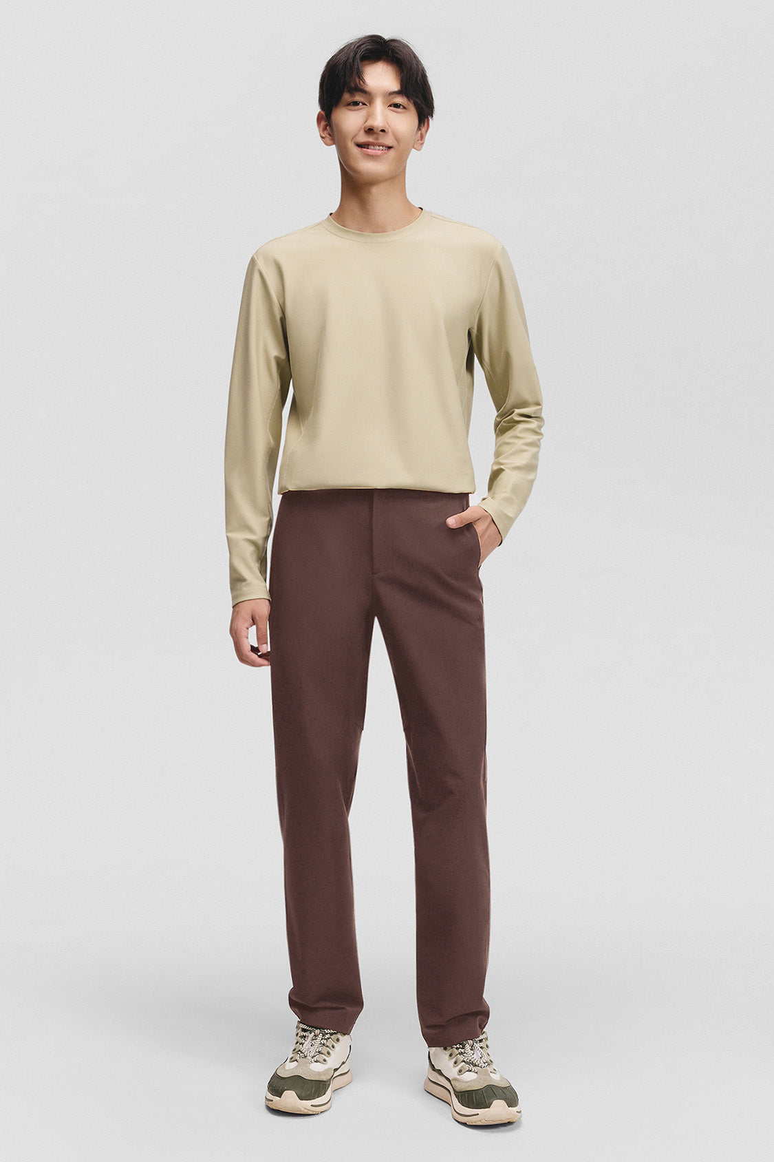 beneunder summitshell mens softshell straight leg pants #color_brown