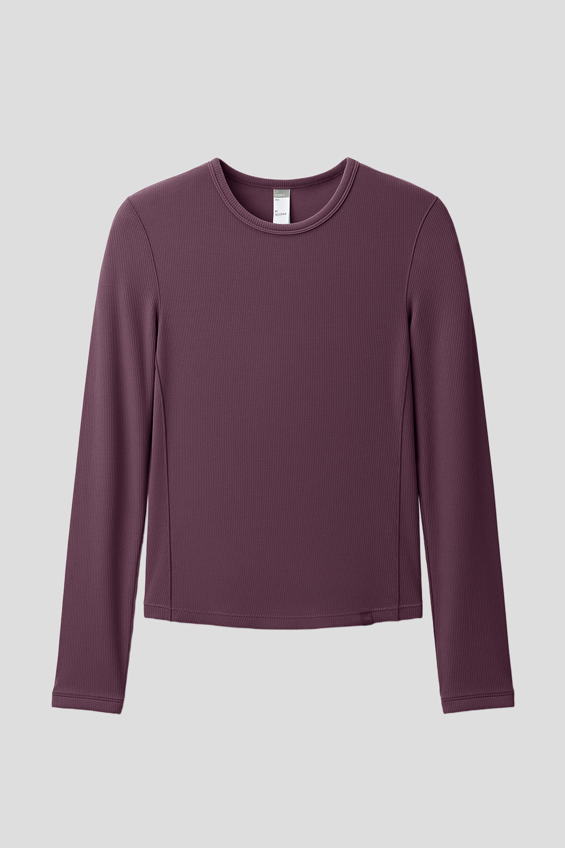 beneunder flexease womens lightweight ribbed base layer top crew neck#color_cherry red