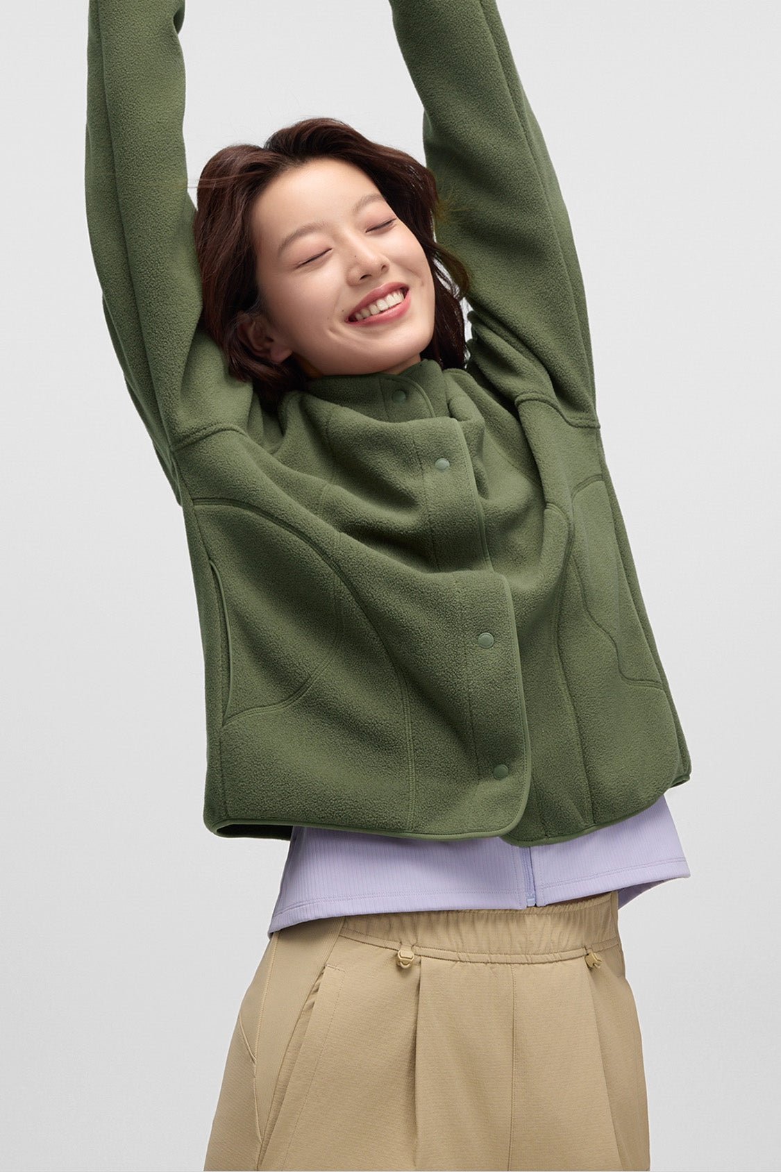 beneunder corefit womens light warmth regular fit fleece jacket#color_dark green