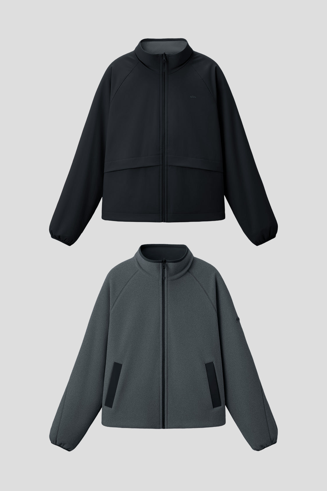 beneunder flipbreeze womens light warmth reversible fleece jacket#color_gray - black