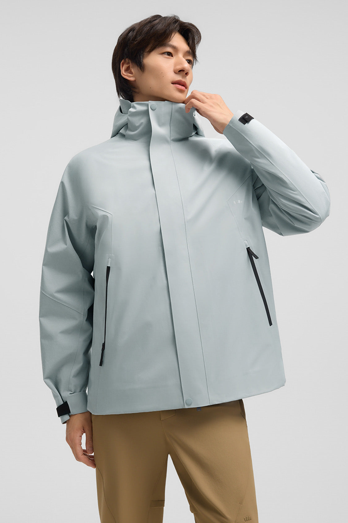 beneunder trailguard – men’s stretch insulated shell jacket (removable hood, warm liner) #color_gray