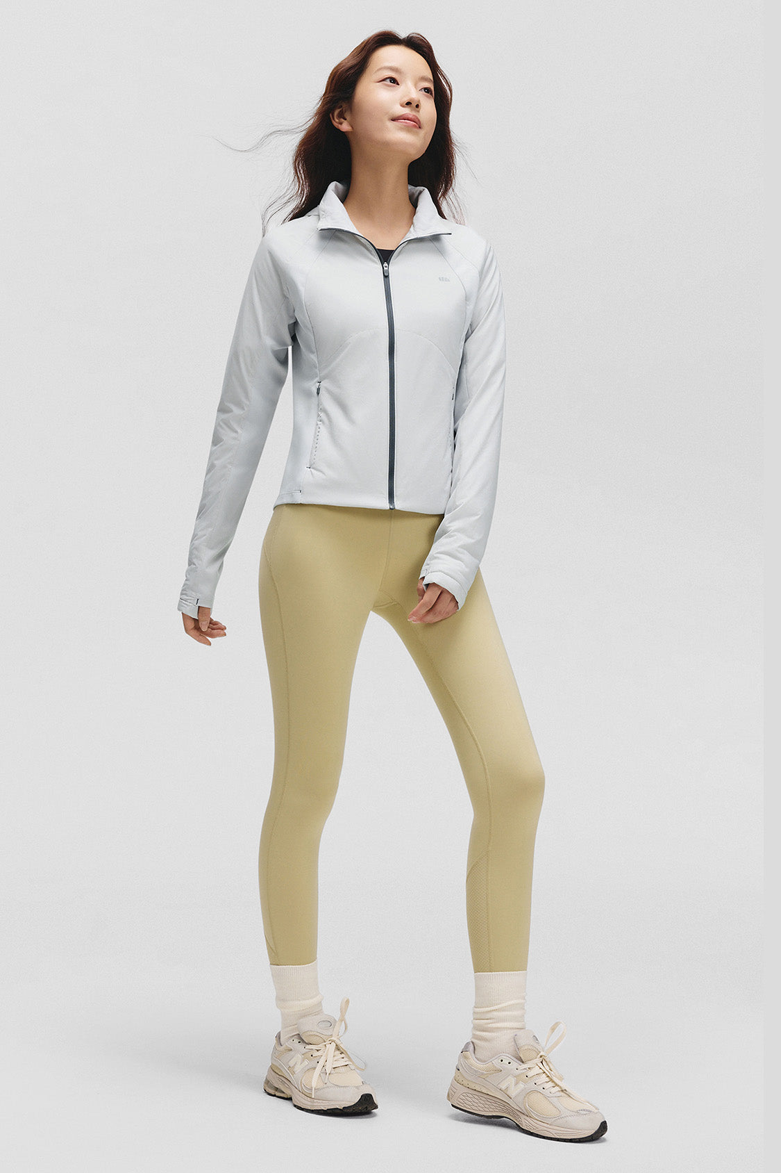 beneunder hoodmotion womens medium warmth hooded stretch fleece jacket #color_gray