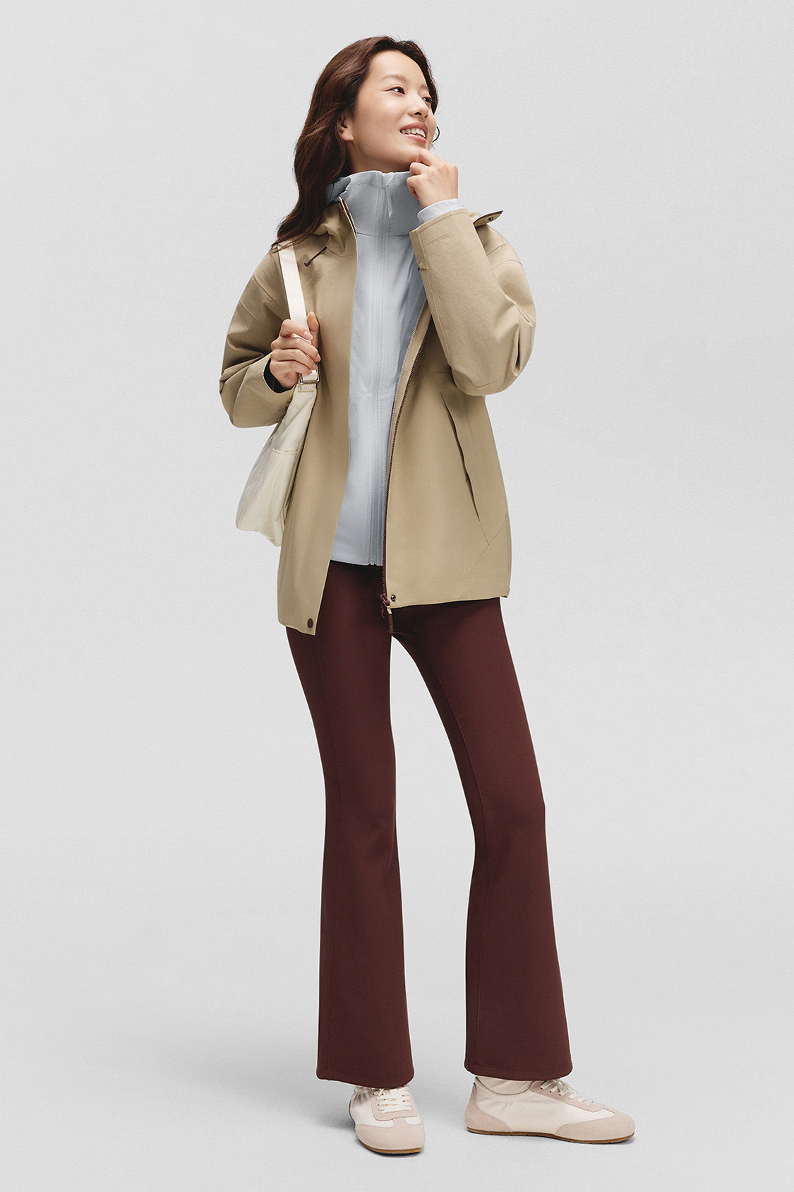 beneunder hoodbreeze womens medium warmth hooded stretch fleece jacket #color_gray