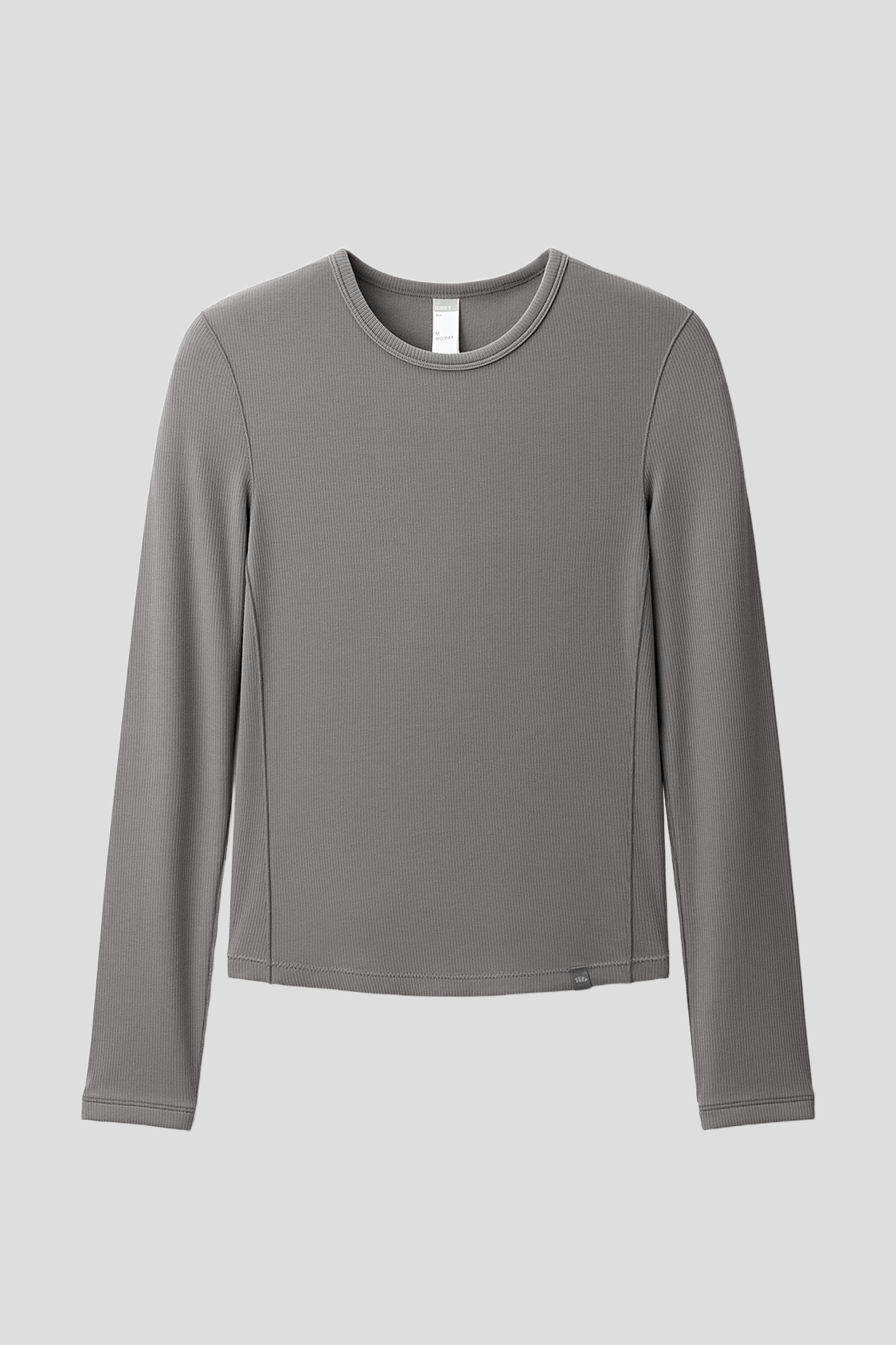 beneunder flexease womens lightweight ribbed base layer top crew neck#color_gray