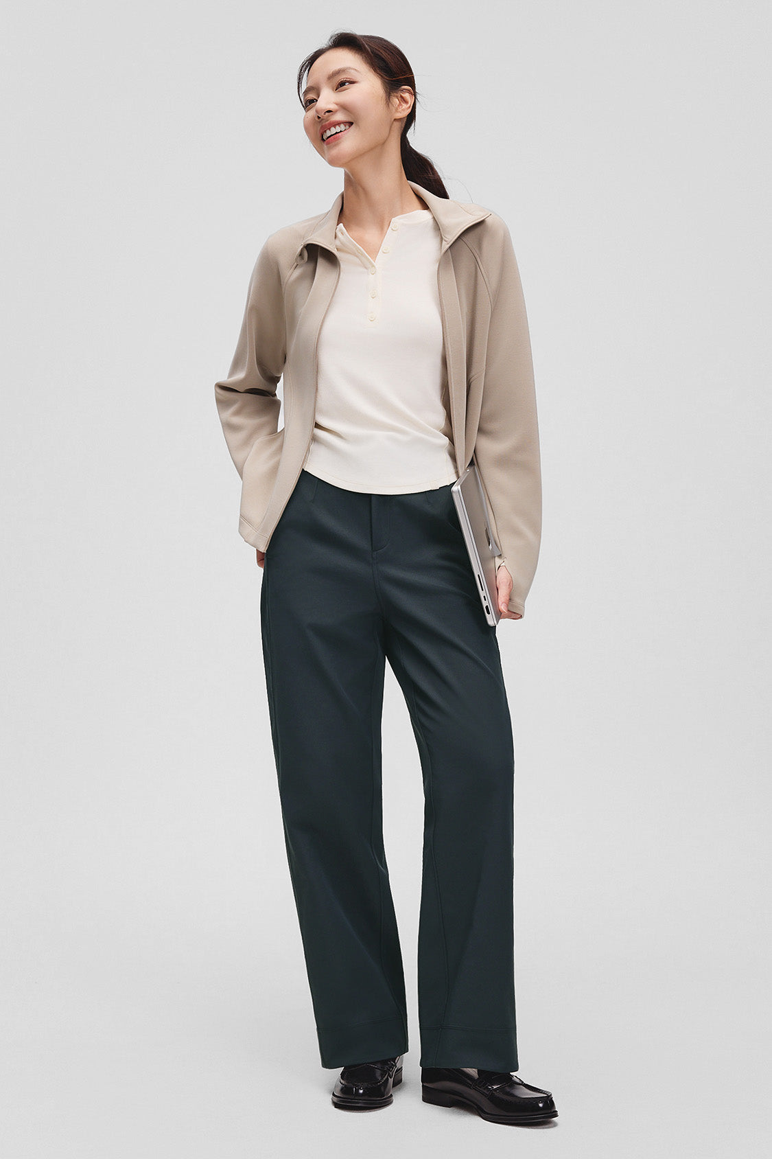 beneunder wrinkleaway womens easy care straight leg pants #color_gray