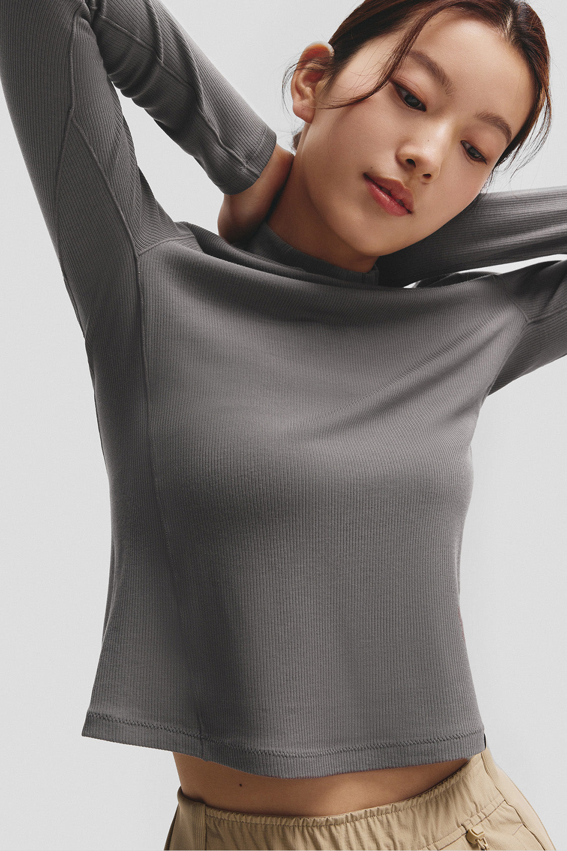 beneunder cozyflex womens half turtleneck thermal base layer top #color_gray