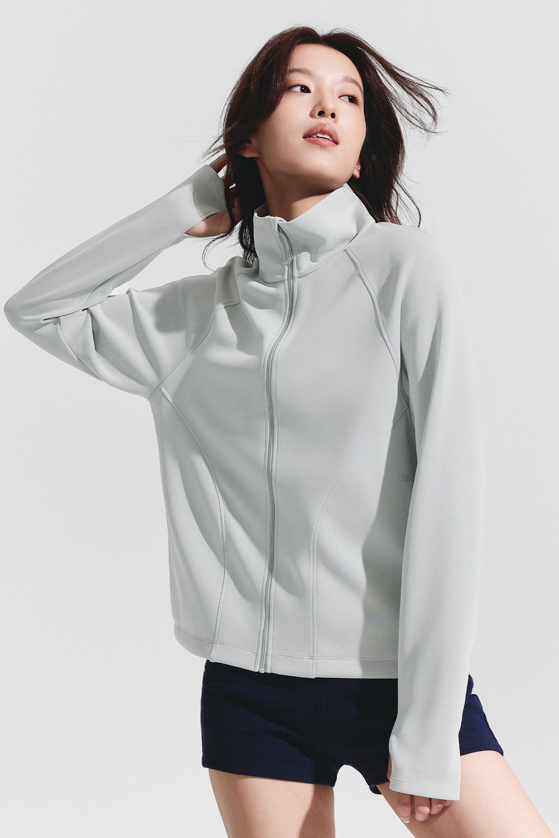 beneunder breezeshield womens high collar windproof sun jacket upf50#color_gray