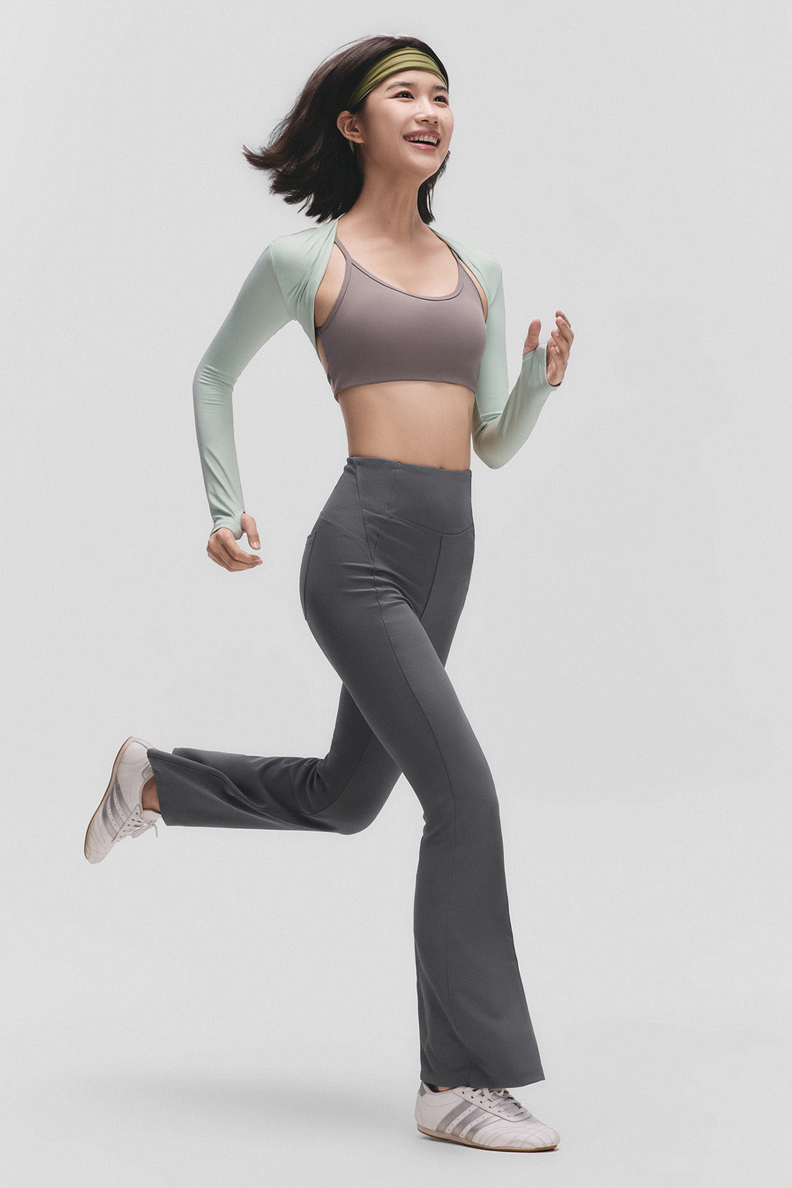 beneunder flexflare womens high stretch mini flare pants #color_gray