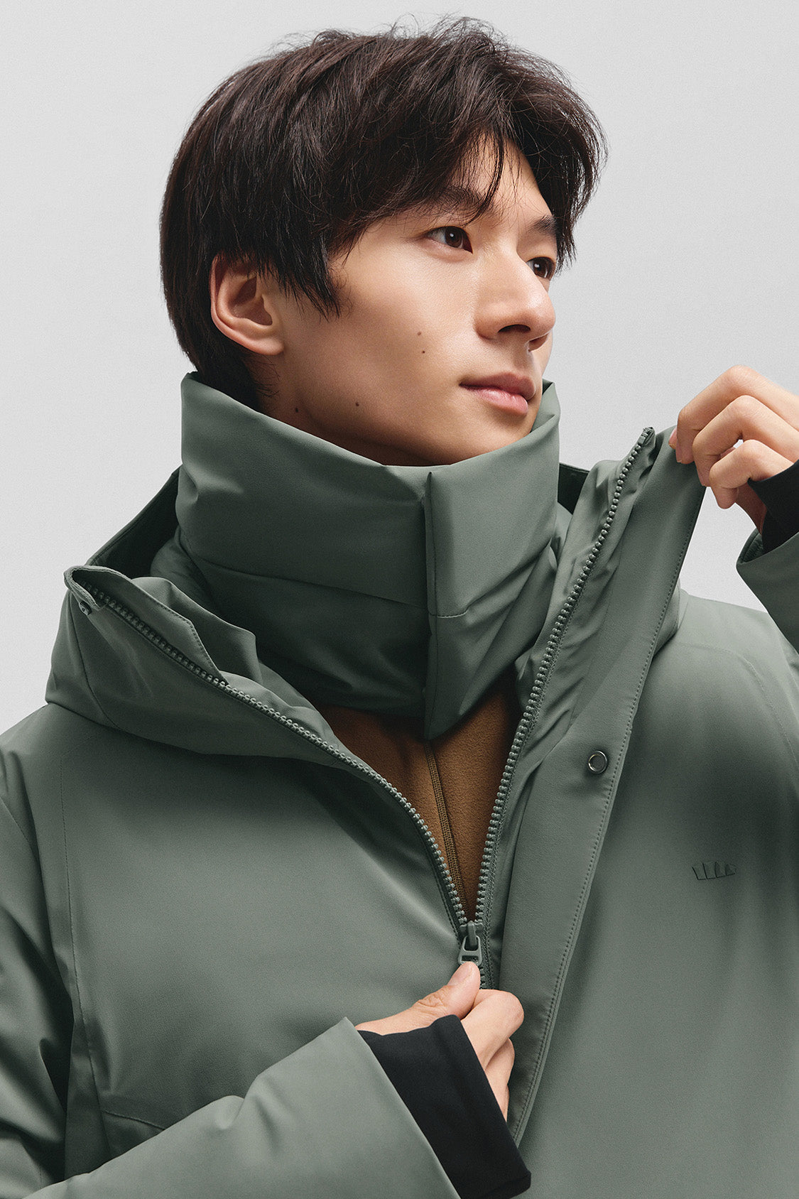 beneunder frostfort – men’s full-protection boxy down jacket (extra warm, long sleeve) #color_green