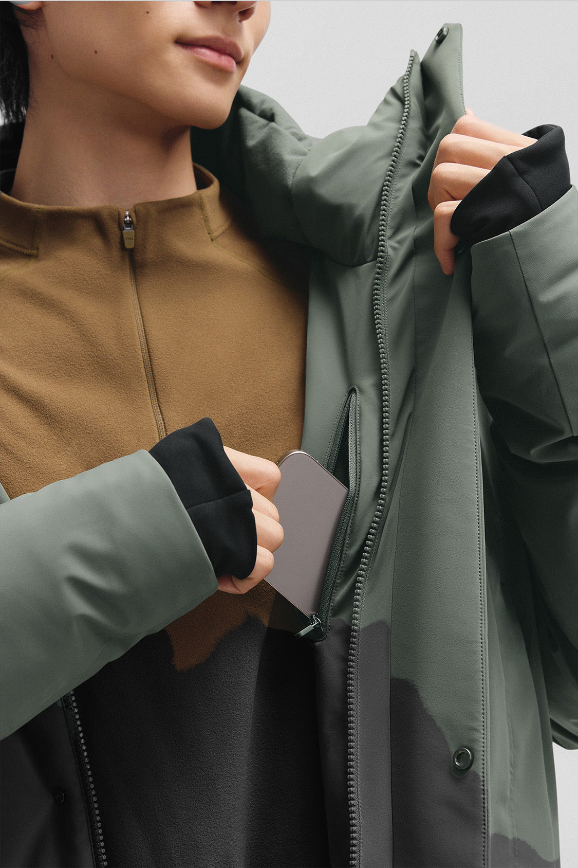 beneunder frostfort – men’s full-protection boxy down jacket (extra warm, long sleeve) #color_green