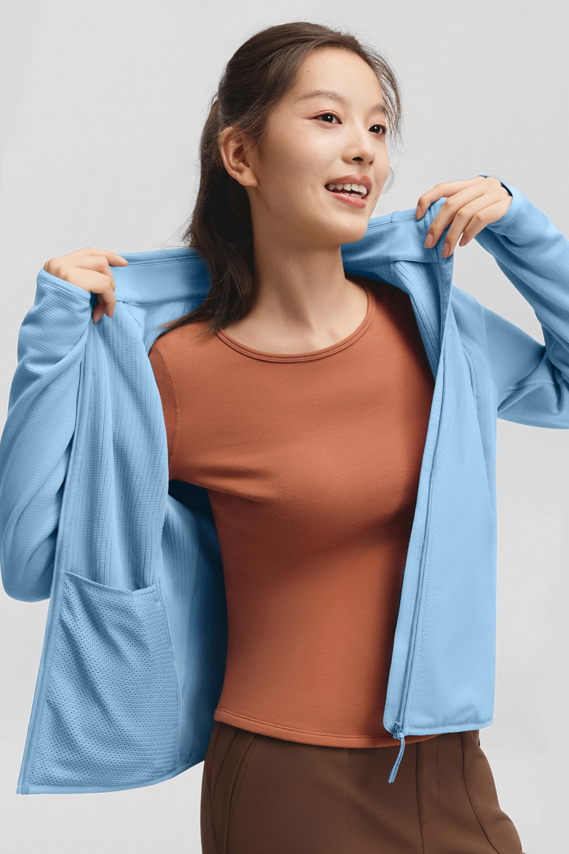 beneunder windhaven womens medium warmth windproof fleece jacket #color_light blue