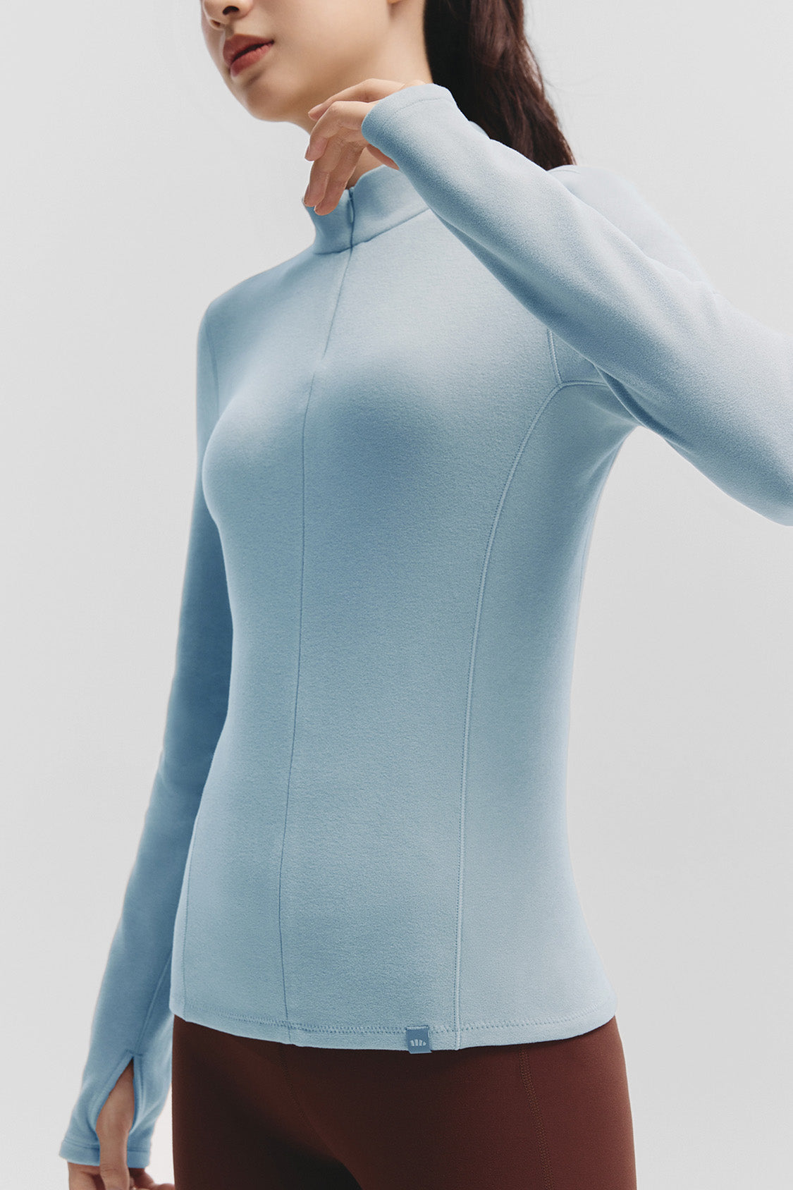 beneunder glacierzip womens medium warmth half zip fleece base layer #color_light blue