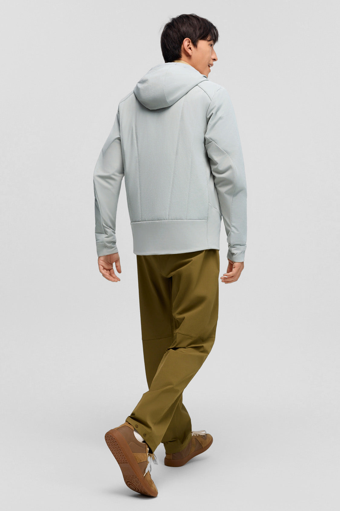 beneunder hoodflex mens medium warmth hooded stretch fleece vest #color_light gray