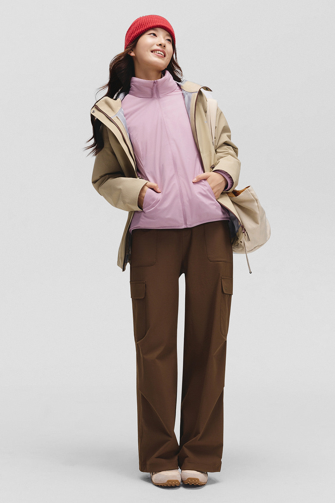 beneunder peakstand womens medium warmth stand collar fleece jacket #color_pink