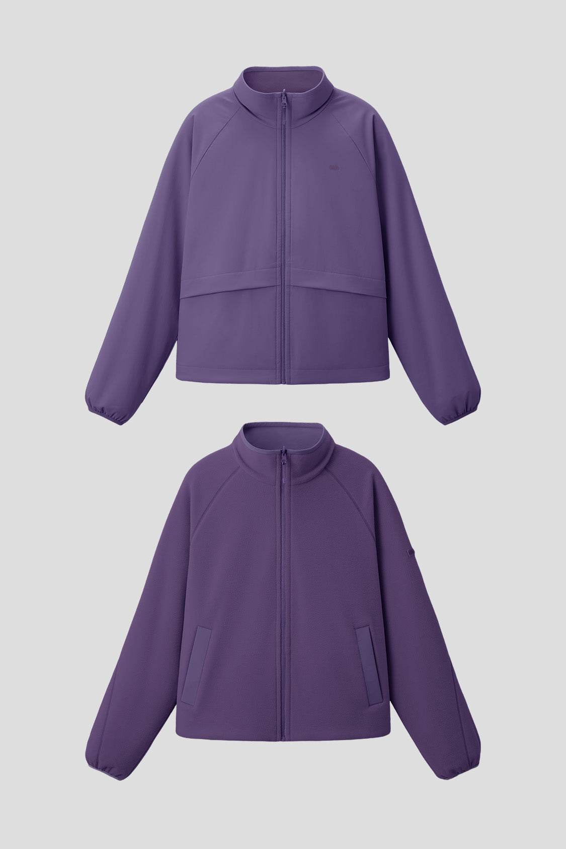 beneunder flipbreeze womens light warmth reversible fleece jacket#color_purple