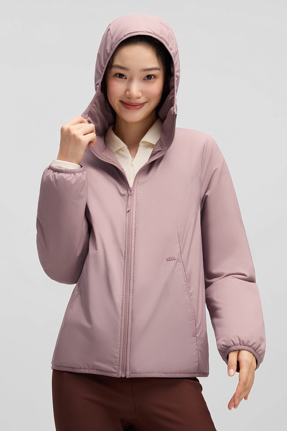 beneunder hoodtrail womens medium warmth hooded fleece jacket #color_taupe