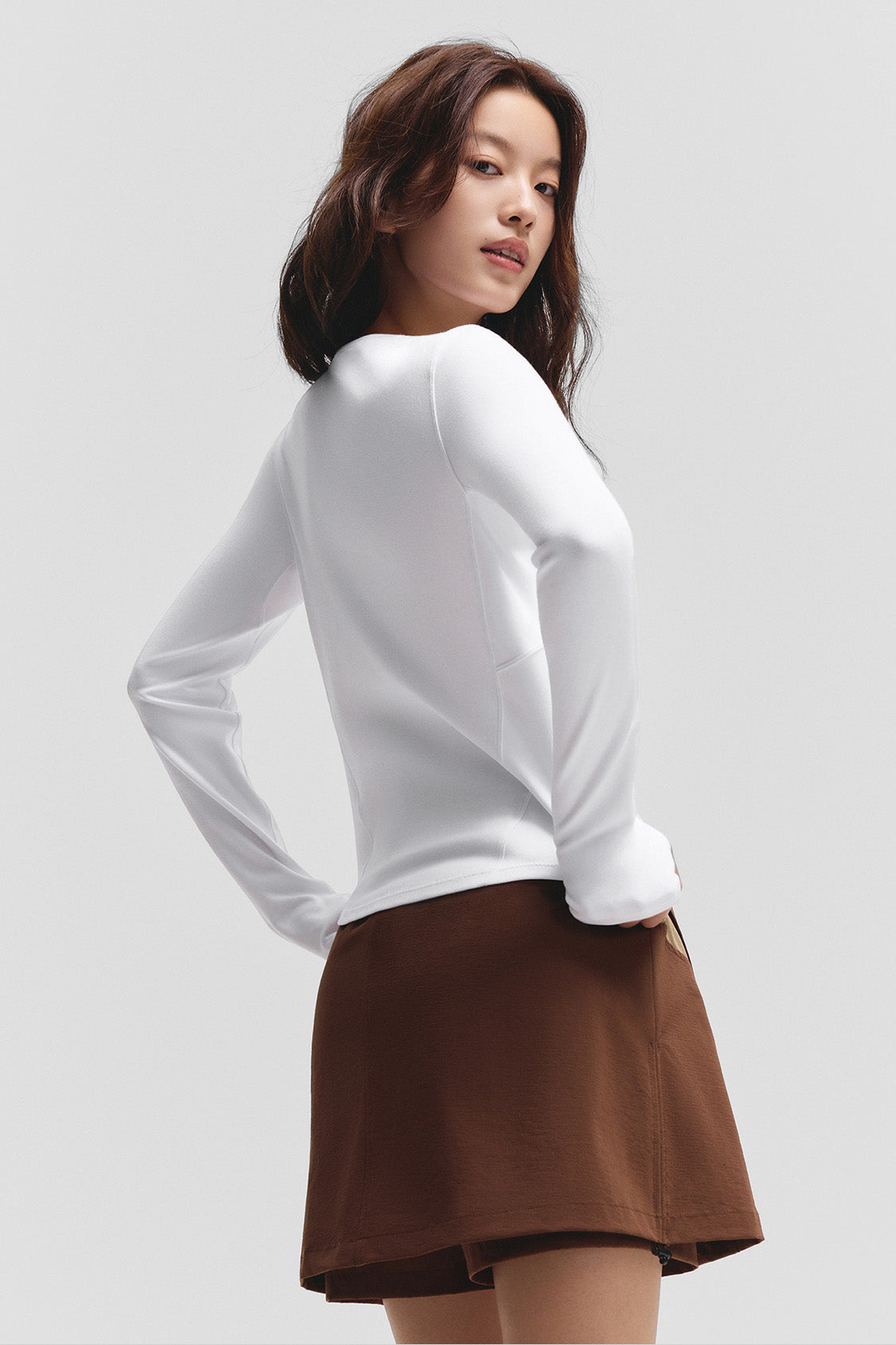 beneunder cozyflex womens stretch cotton long sleeve top#color_white