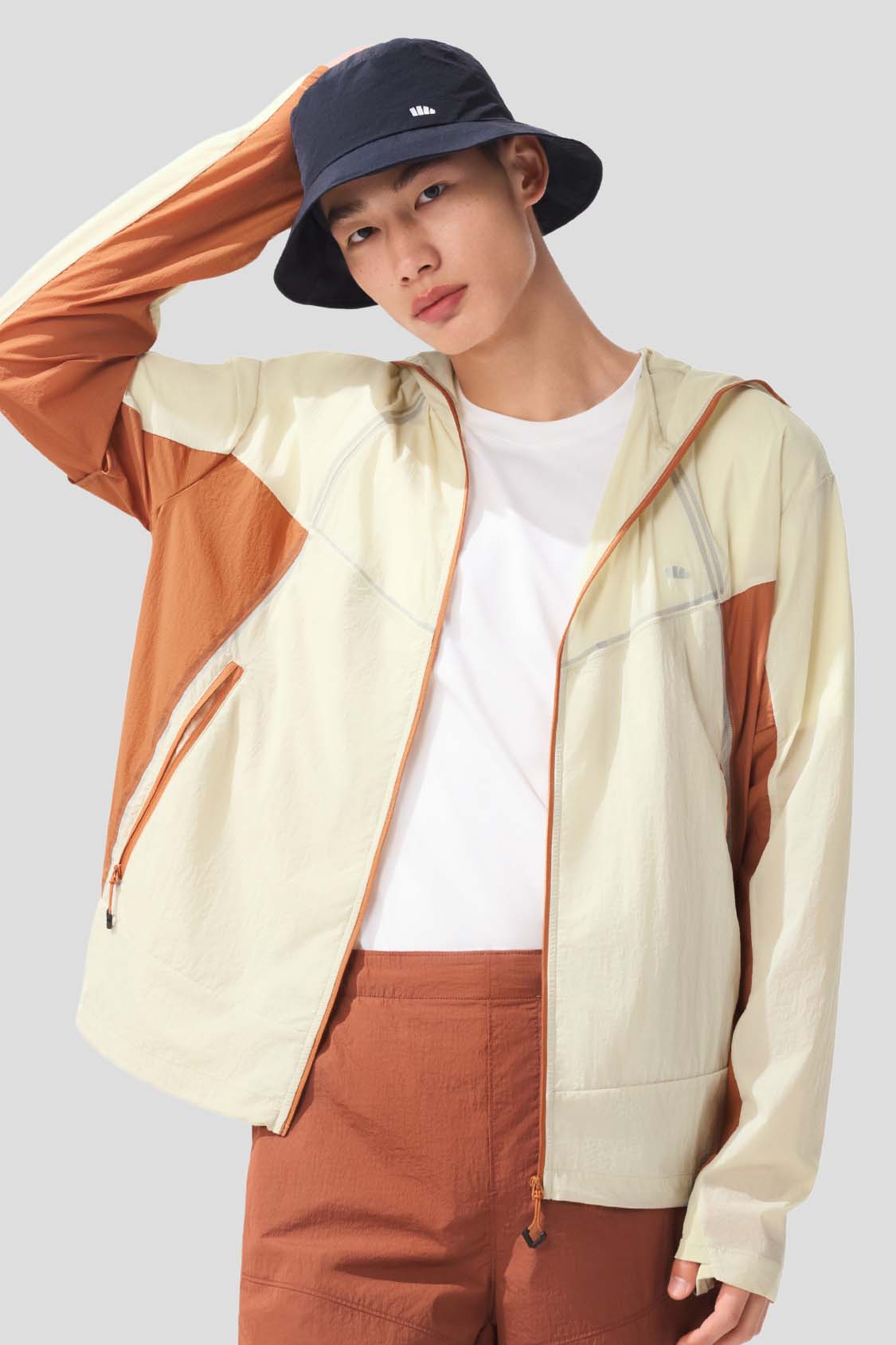 beneunder men's jacket #color_beige - orange