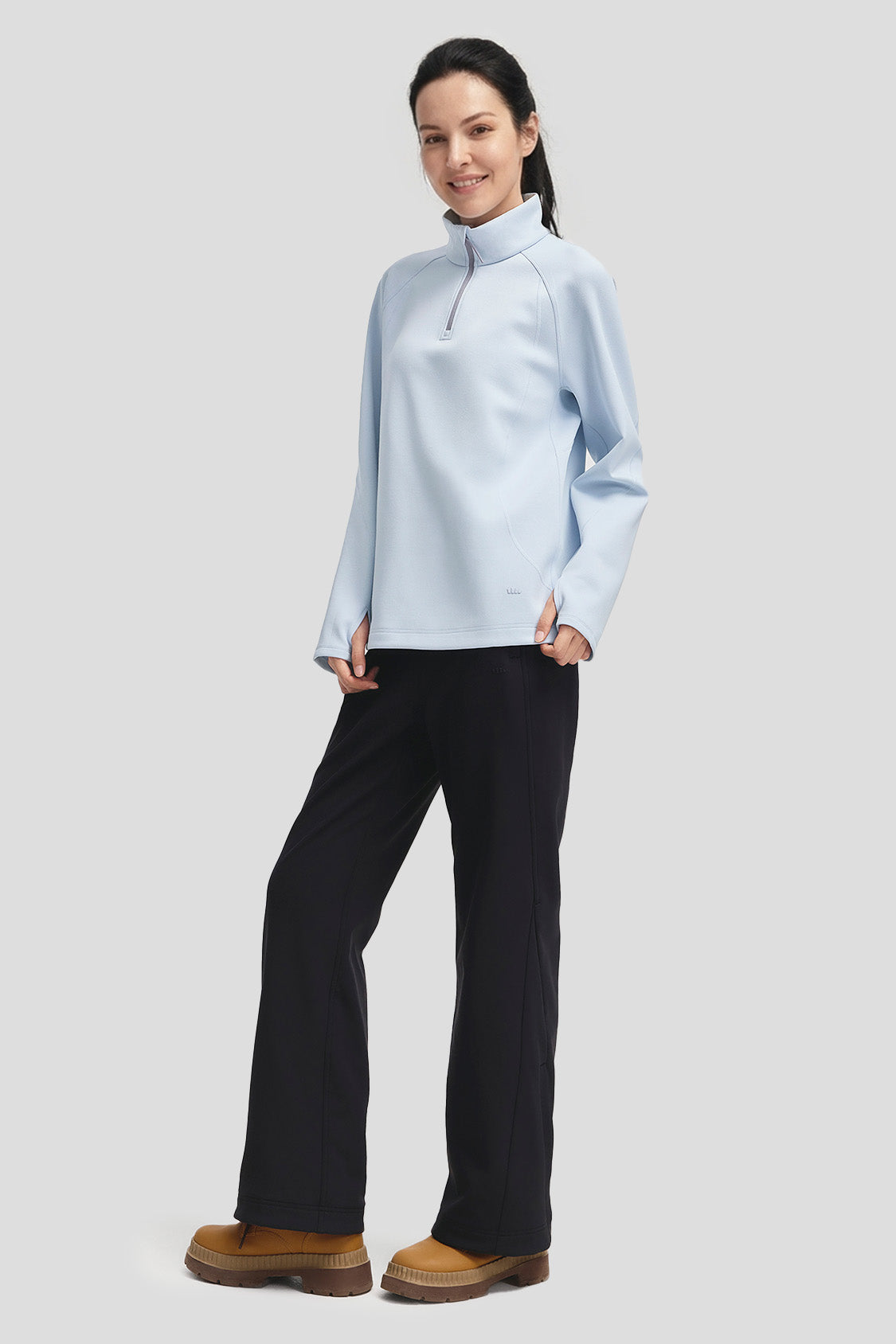 FlexWarm – Women’s High-Stretch Fleece-Feel Half-Zip Long Sleeve Top (Light Warmth)