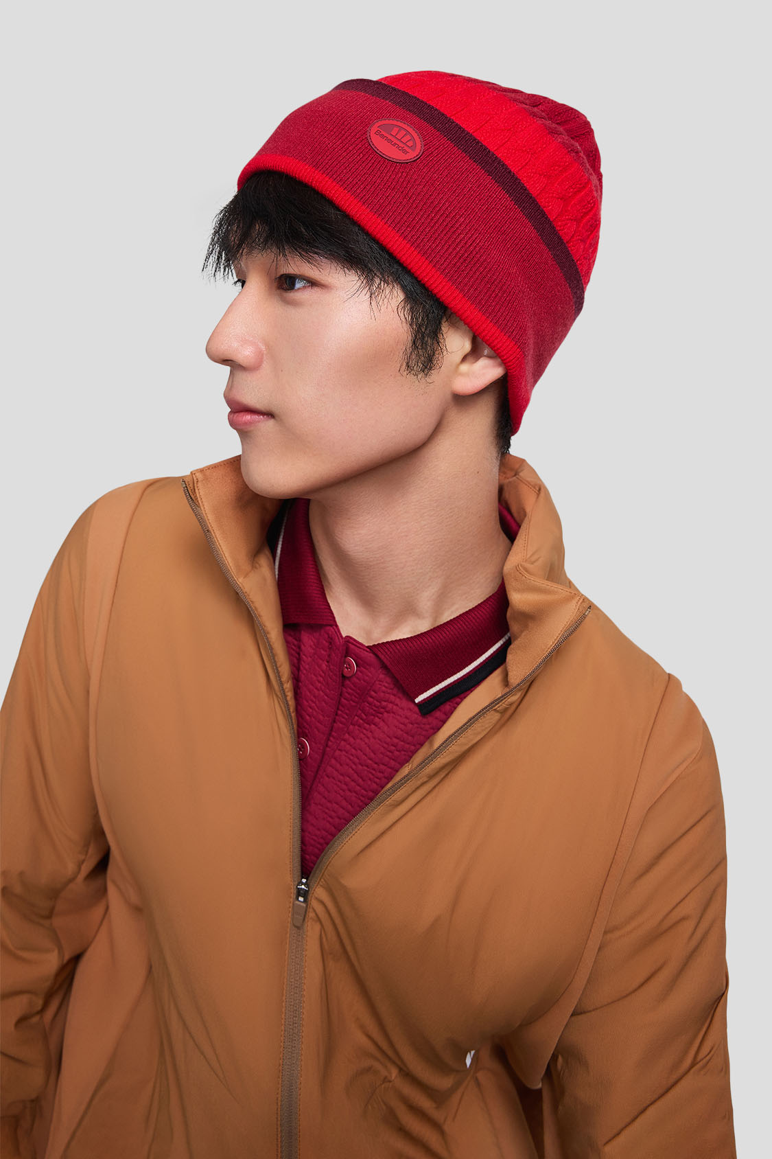 beneunder knit beanie #color_crimson red