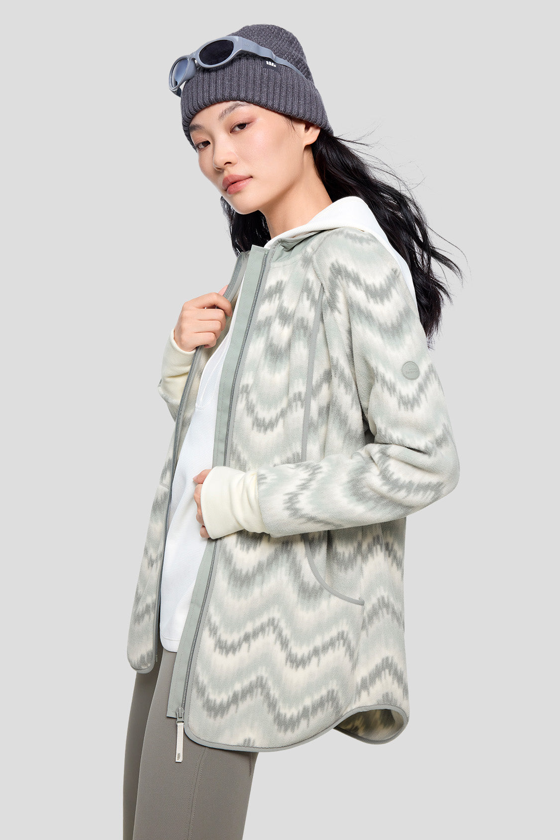 beneunder women's fleece coats #color_oak gray ripple