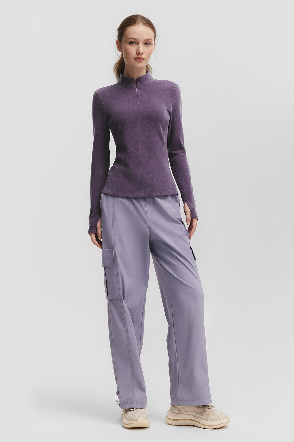 beneunder glacierzip womens medium warmth half zip fleece base layer #color_purple