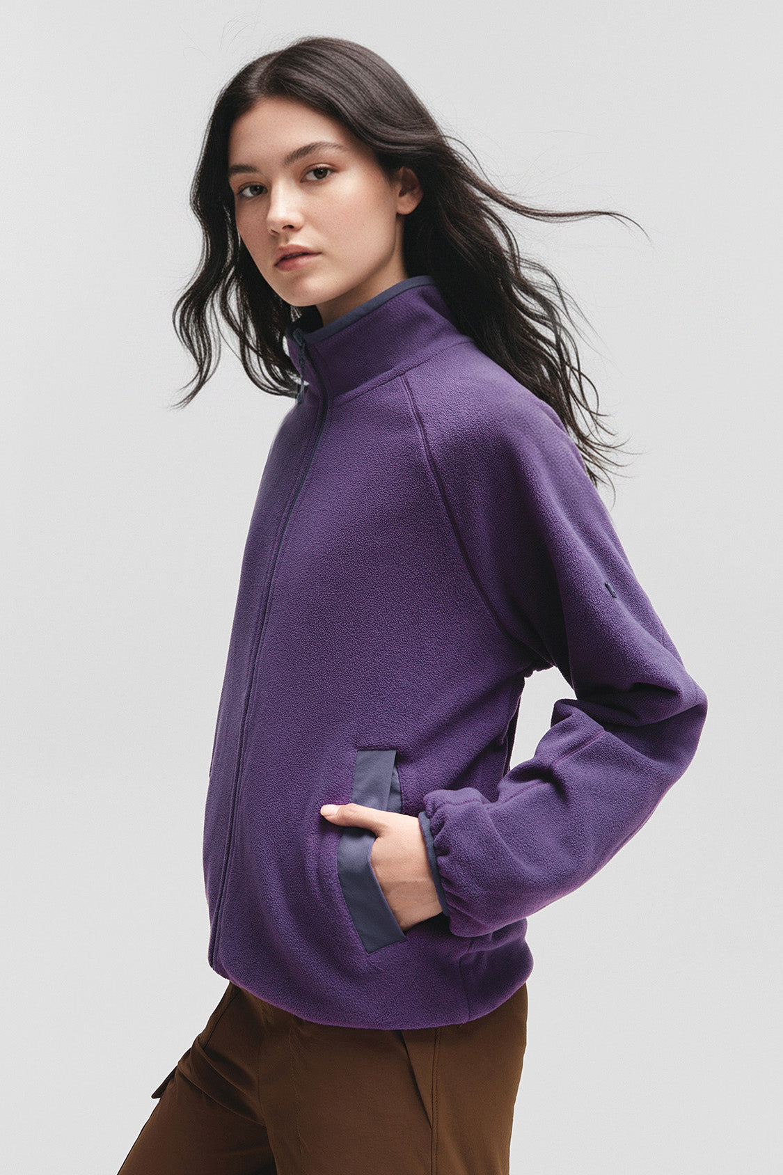 beneunder flipbreeze womens light warmth reversible fleece jacket#color_purple