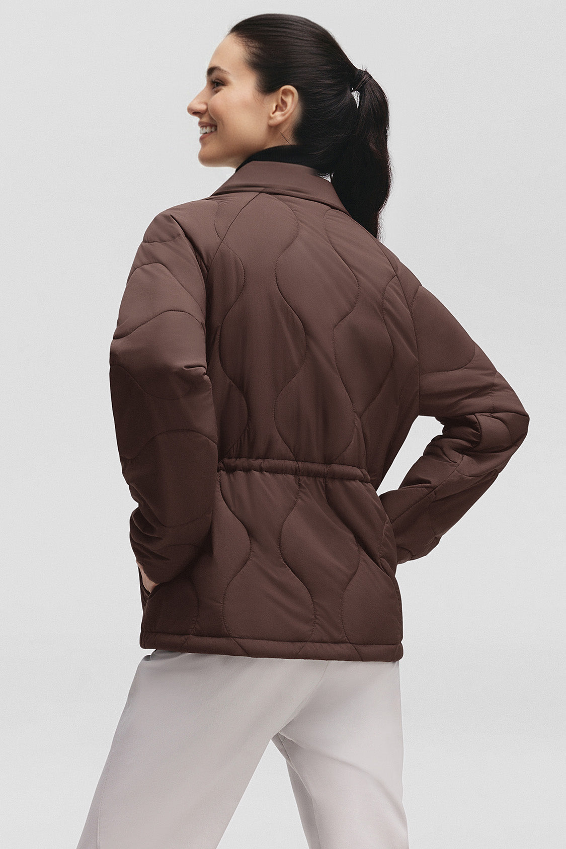 beneunder lapeltrail womens medium warmth lapel collar fleece jacket #color_brown