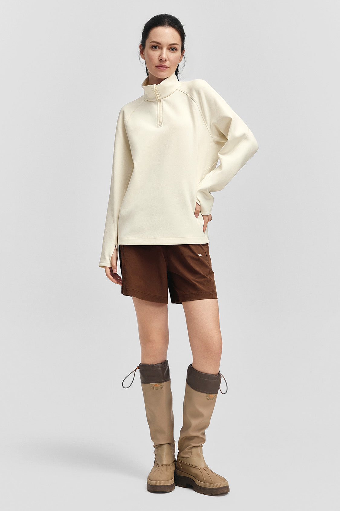 FlexWarm – Women’s High-Stretch Fleece-Feel Half-Zip Long Sleeve Top (Light Warmth)