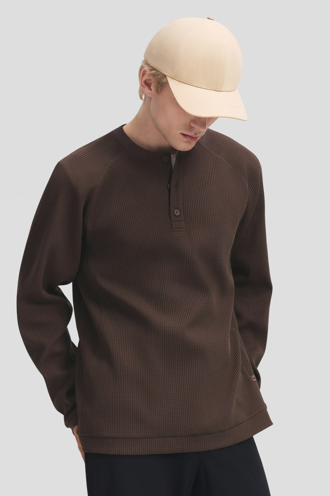 Men's Stretch Breathable Long-Sleeve Henley T-Shirt CT014