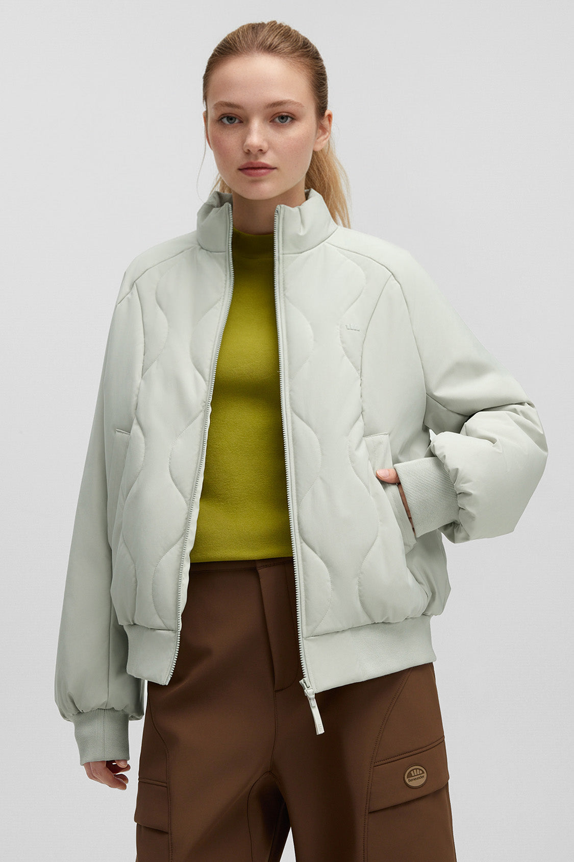 beneunder trailjacket womens medium warmth fleece jacket #color_mint green