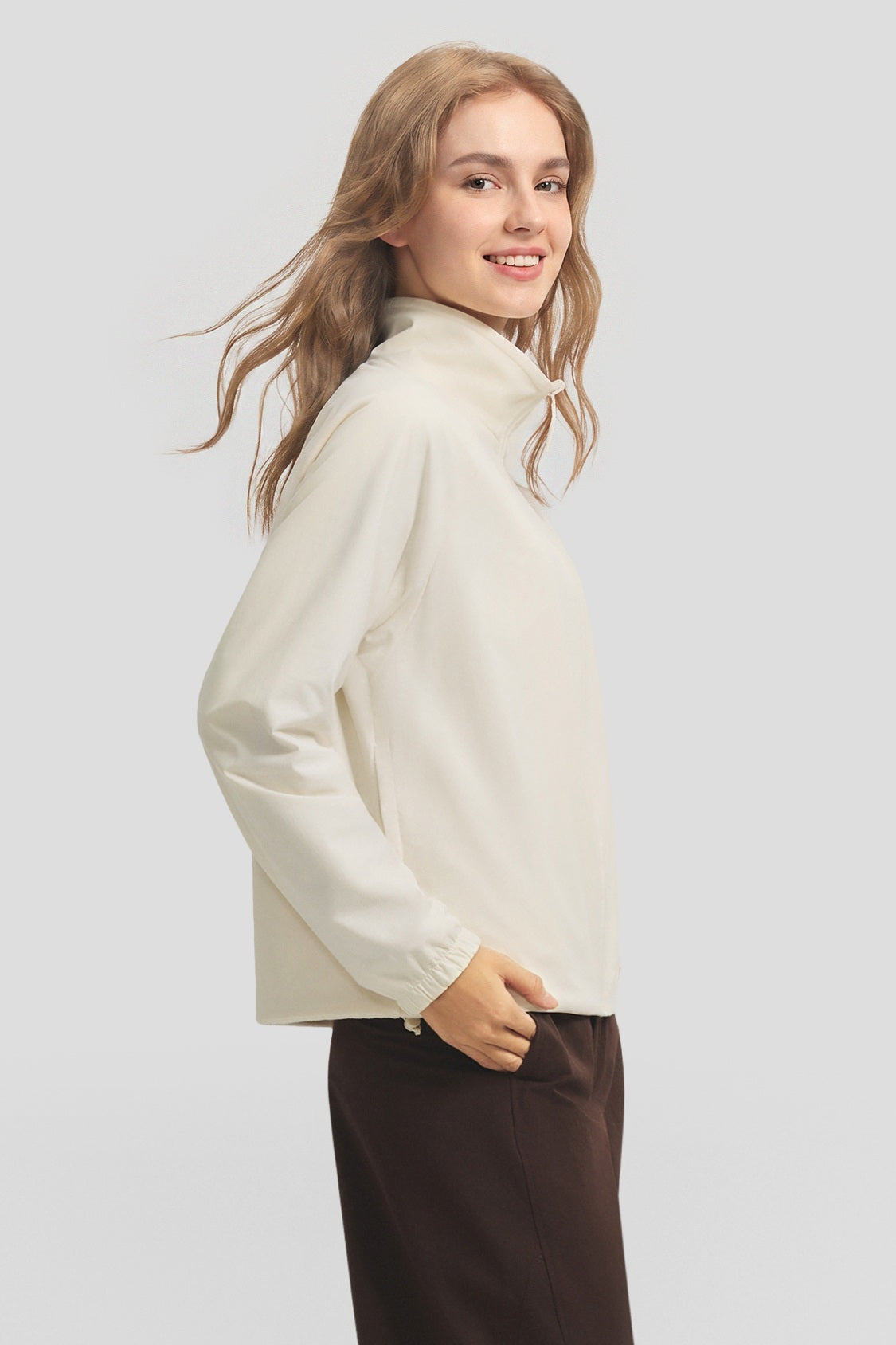 Women's Reversible Stand-Collar Micro Fleece Jacket (Mid Warmth) PM031