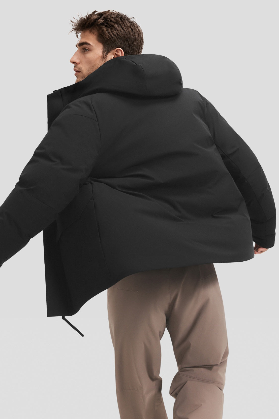 Men's Full-Coverage Stretch Hooded Down Jacket (Maximum Warmth) HD014